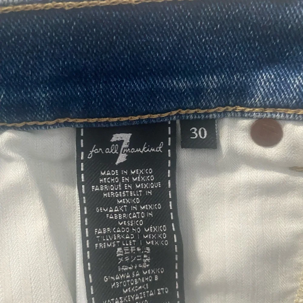 7 For All Mankind denim mini skirt with frayed hem blue size 30 - Picture 7 of 7